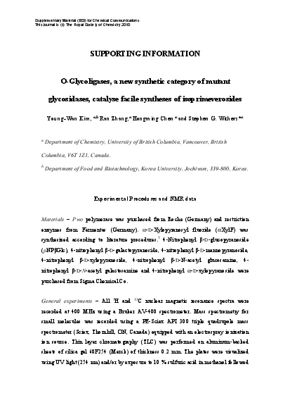 SUPPORTING INFORMATION glycosidases catalyseab Ran Zhang Hongming Chen