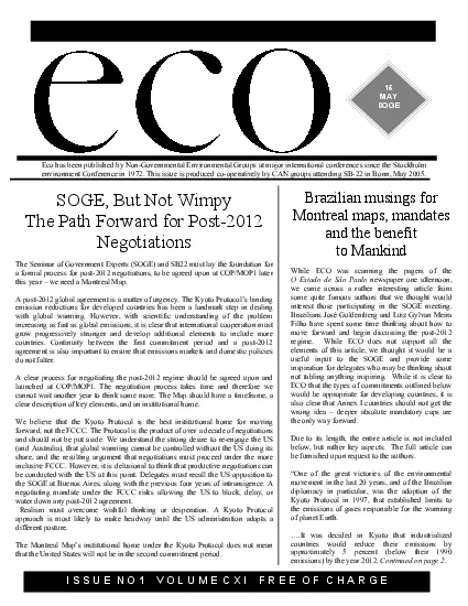 CLIMATE SEMINAR BONN   MAY 14605    NGO NEWSLETTER