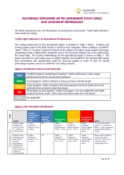 1 of 7 SUSTAINABLE OPERATIONS ON THE GOVERNMENT ESTATE SOGE 2009 ASSES