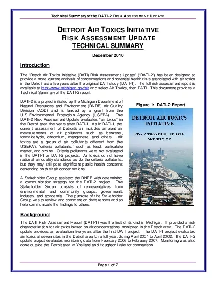 Technical Summary of the DATI2 RISK SSESSMENT PDATE
