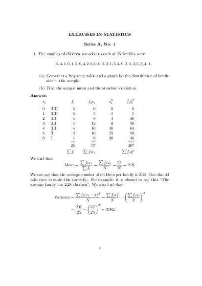 EXERCISESINSTATISTICSSeriesANo11Thenumberofchildrenrecordedtoeachof25f