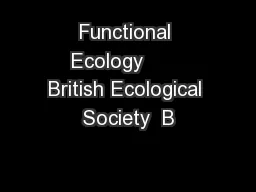 Functional Ecology       British Ecological Society  B
