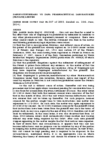 PDF-SYNTHELABO VS ZAFA PHARMACEUTICAL LABORATORIES