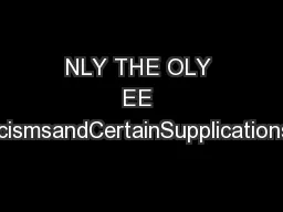 NLY THE OLY EE OfExorcismsandCertainSupplications REEN