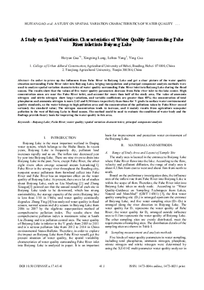 UAN AO x001d A STUD ON SPATAL VARATON CARACTERSTCS OF ATER QUALT