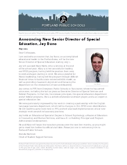 Announcing New Senior Director of Special