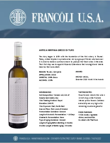 ANTICA HIRPINIA GRECO DI TUFO