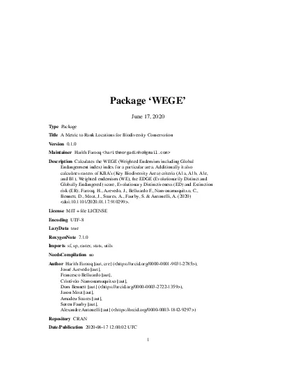 PackageWEGEJune172020TypePackageTitleAMetrictoRankLocationsforBiodiver