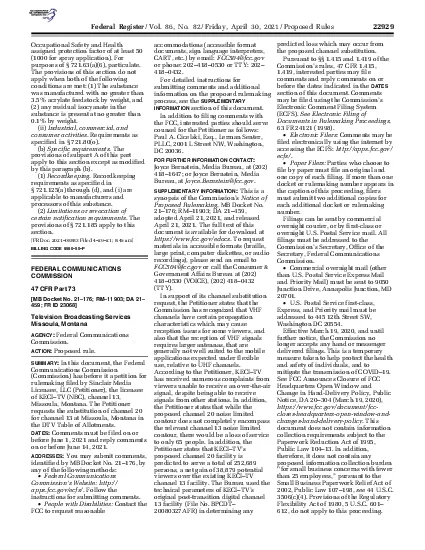 Vol 86 No 82Friday April 30 2021Proposed Rules purposes of 72163a6