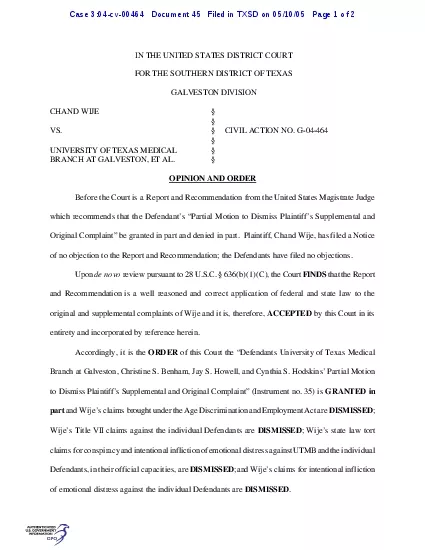 Case 304cv00464   Document 45   Filed in TXSD on 051005   Page 1 o