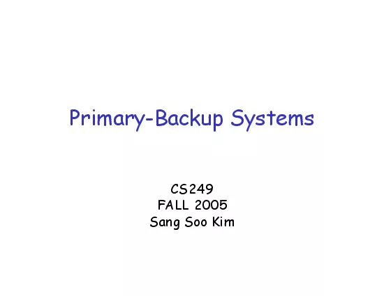 PrimaryBackup Systems