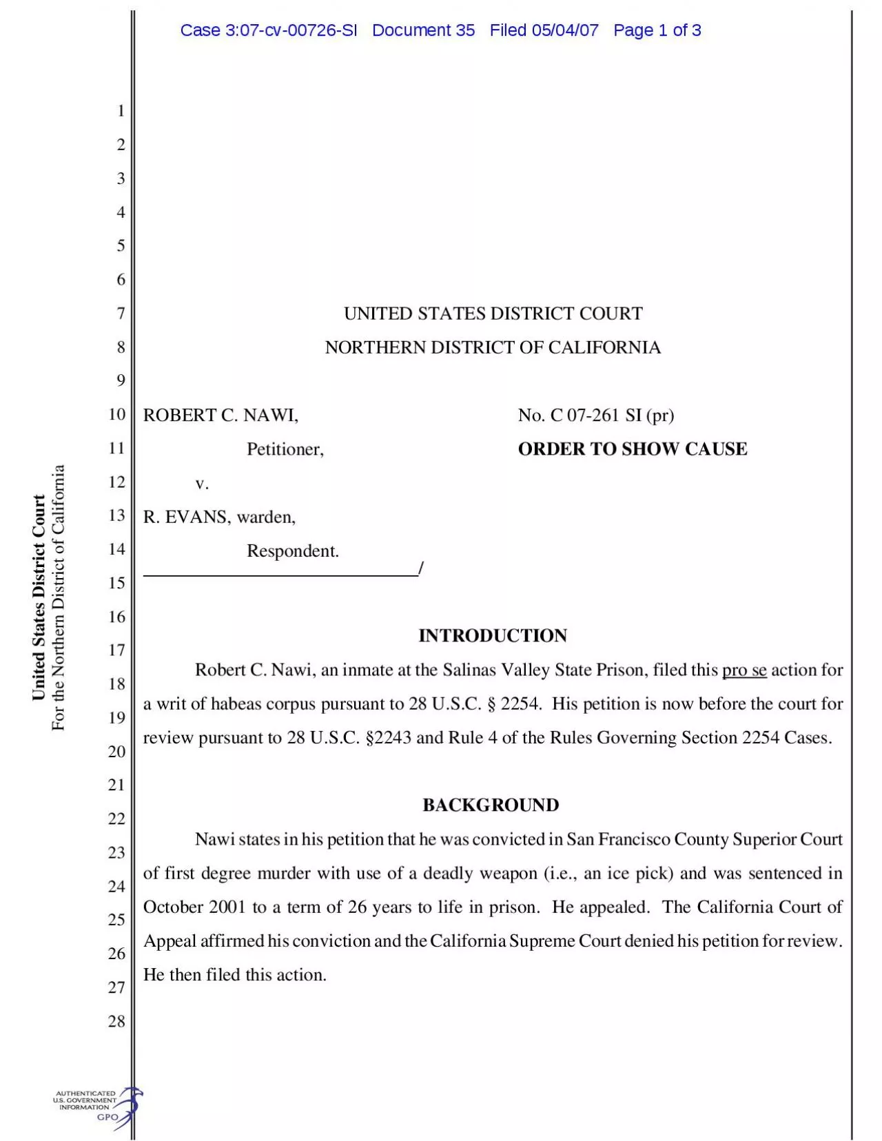 PDF-Case 307cv00726SI Document 35 Filed 050407 Page 3 of 3