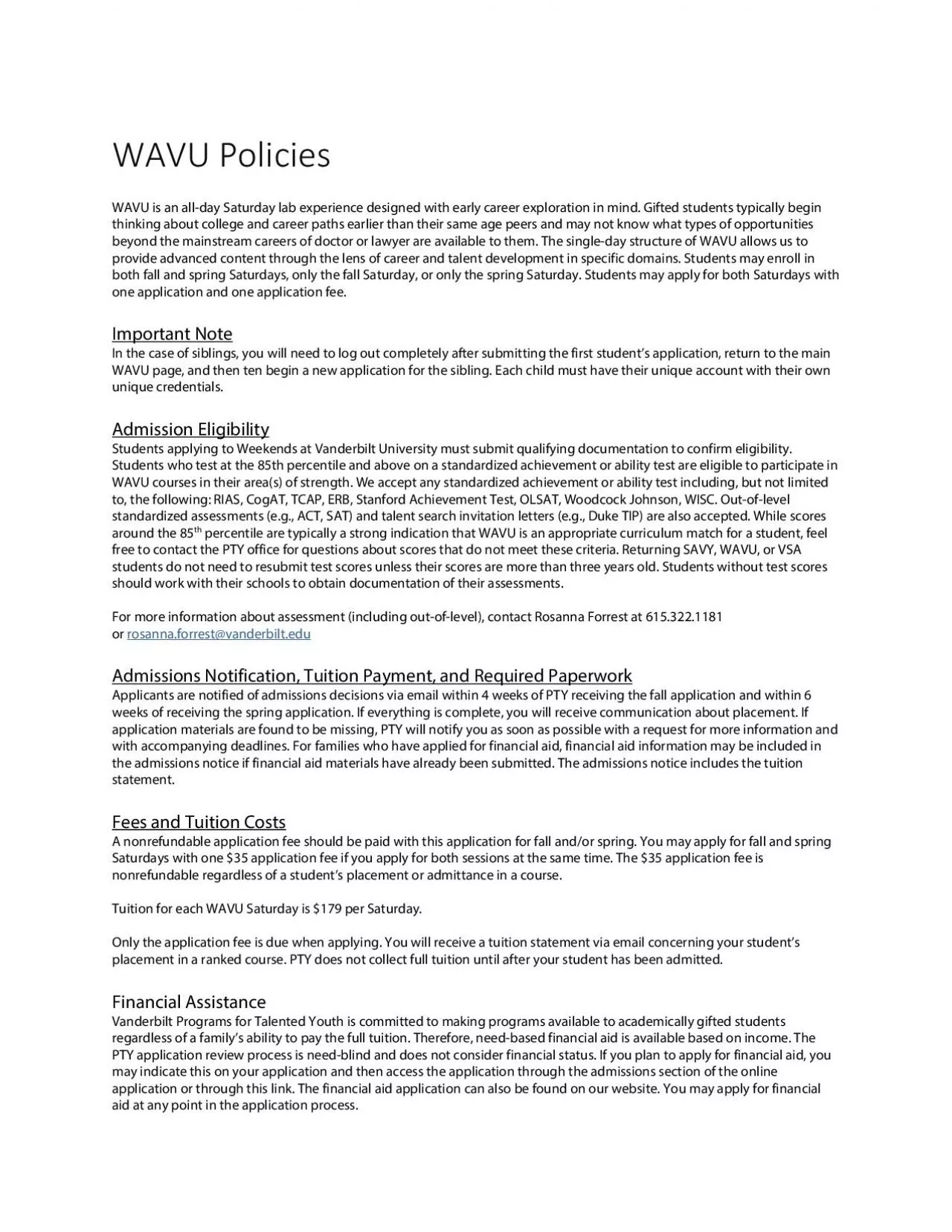 PDF-WAVU is an allday Saturday lab experience designed with early career