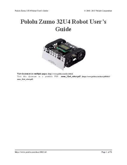 Pololu Zumo 32U4 Robot Users Guide