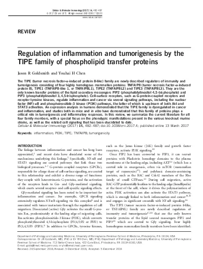 REVIEWRegulationofin1ammationandtumorigenesisbytheTIPEfamilyofphosphol