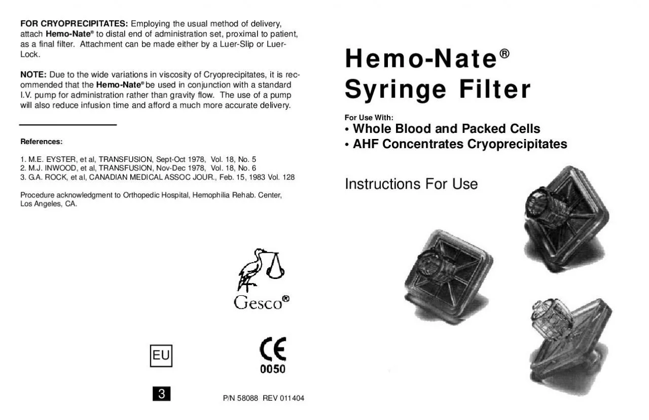 PDF-HemoNateFor Use With AHFConcentrates CryoprecipitatesFOR CRYOPRECIPIT