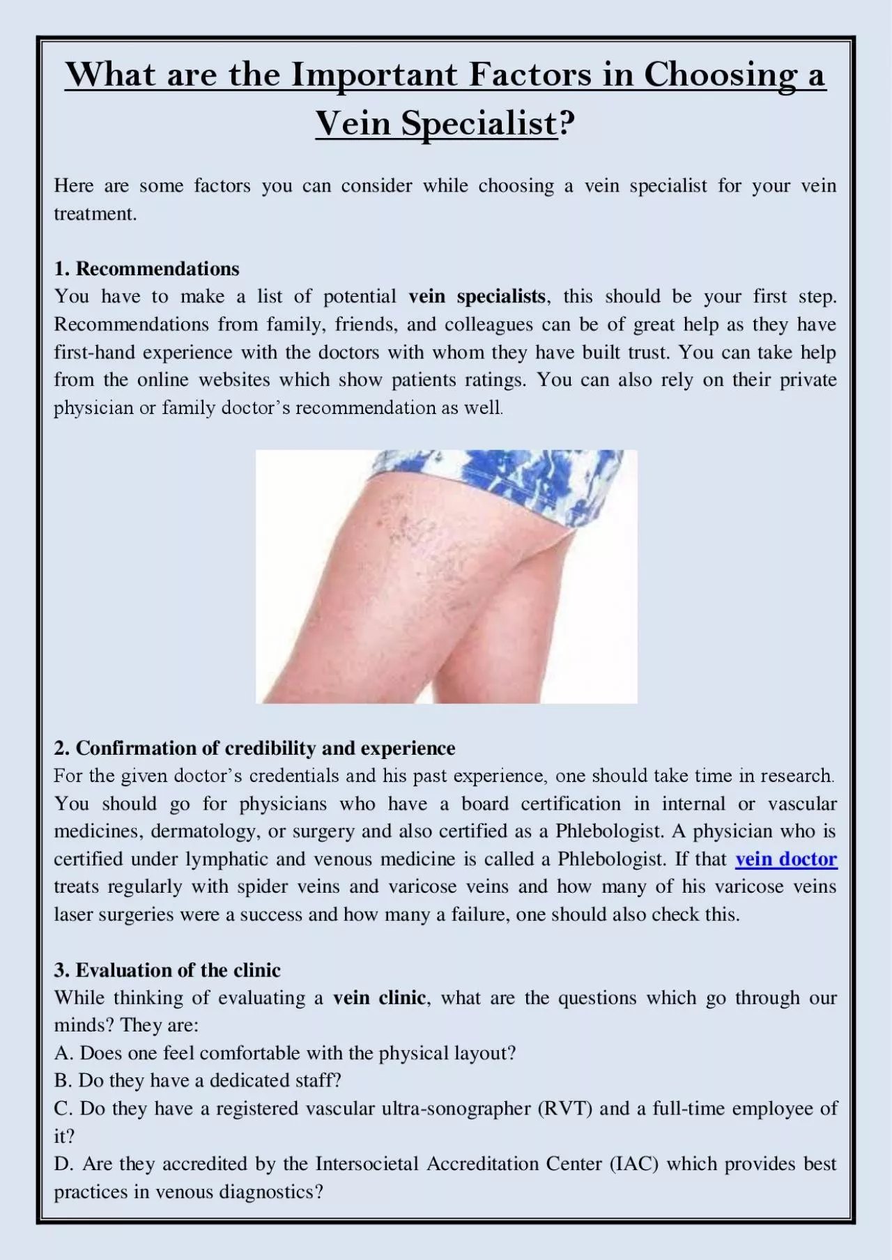 PDF-What are the Important Factors in Choosing a Vein Specialist?