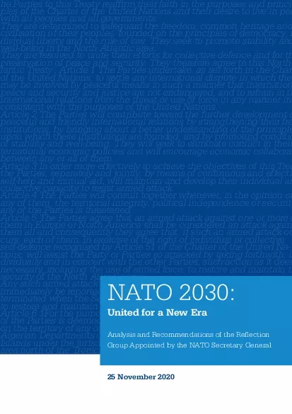 NATO 2030United for a New EraAnalysis and Recommendations of the Re31e