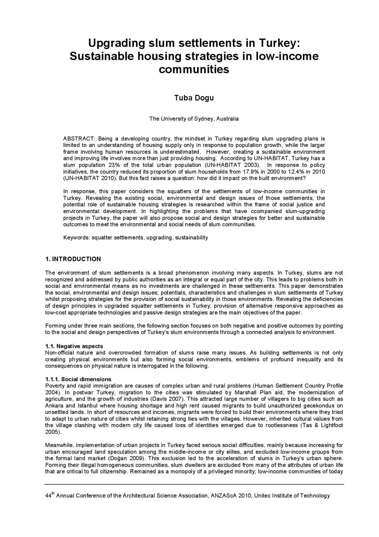 PDF-slum settlements is a broad phenomenon involving many aspects In Turke