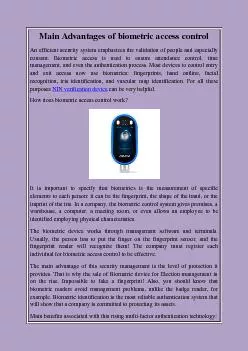 Main Advantages of biometric access control