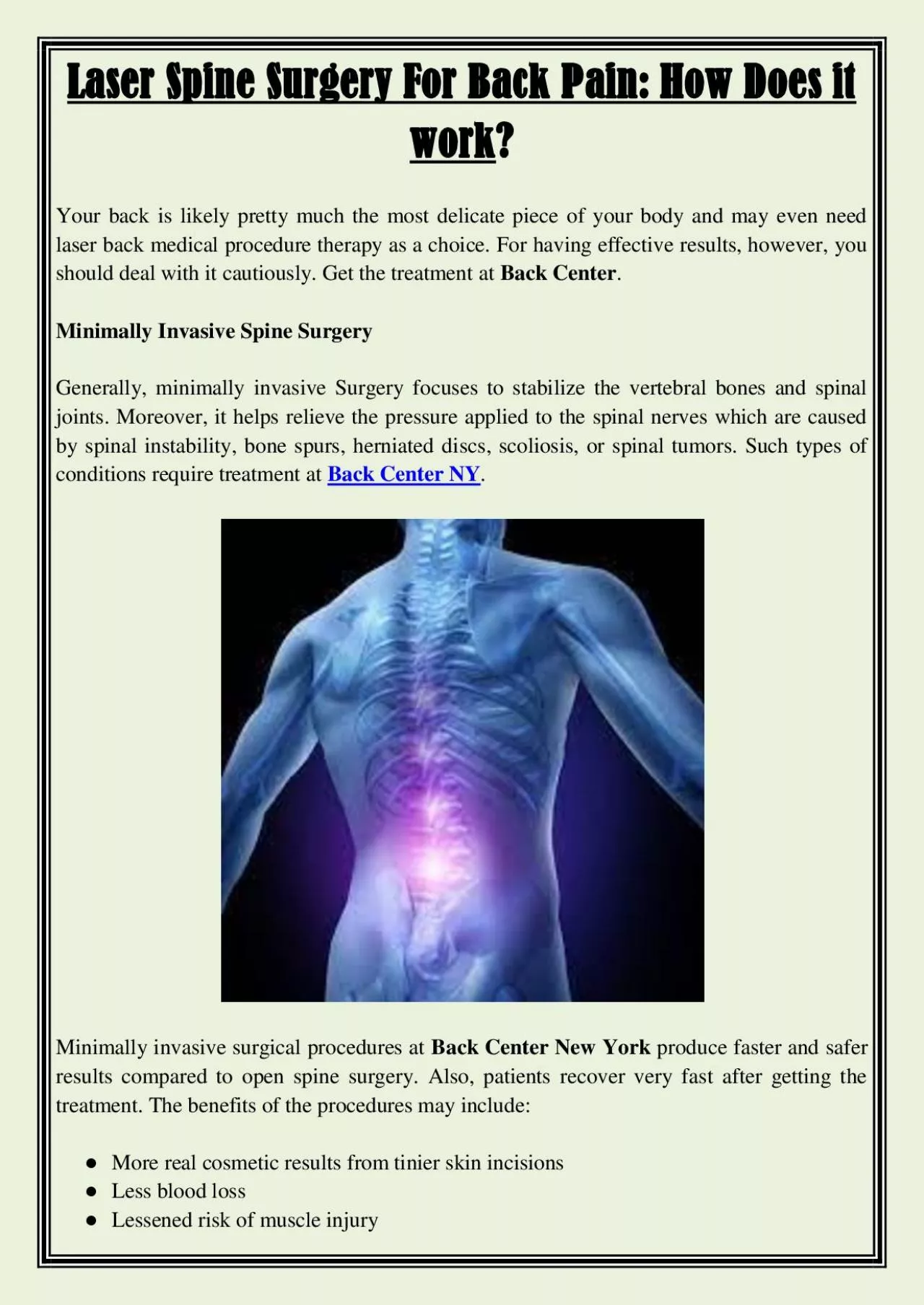 PDF-Laser Spine Surgery For Back Pain How Does it work