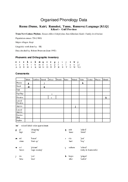 Organised Phonology Data