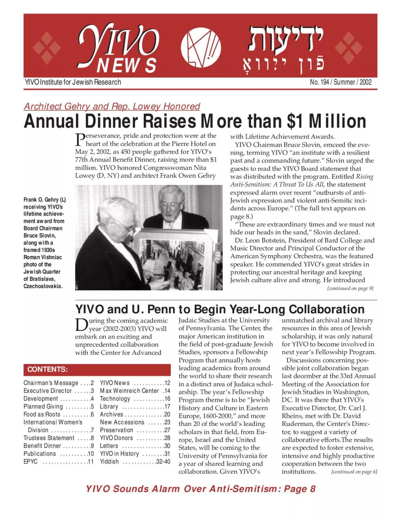 PDF-year 20022003 YIVO willunprecedented collaborationwith the Center for