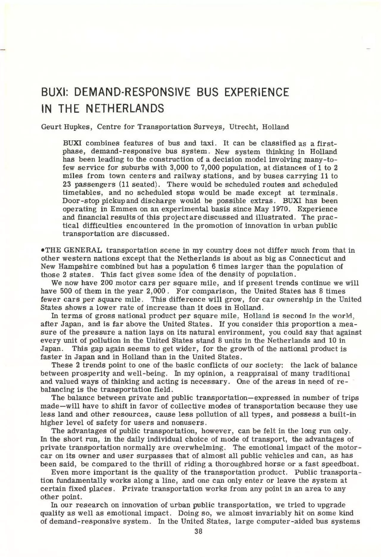 PDF-BUXI DEMANDRESPONSIVE BUS EXPERIENCE IN THE NETHERLANDS Geurt Hupkes