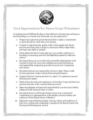 Core Expectations For Peace Corps Volunteers In workin