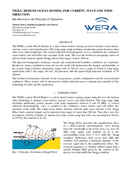 WERA REMOTE OCEAN SENSING FOR CURRENT WAVE AND WINDDIRECTIONIntroducti