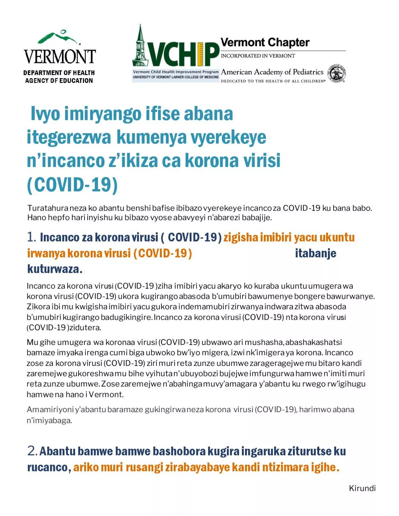 PDF-Ibintu Utegerezwa Kumenya ku Biraba Incanco za COVID