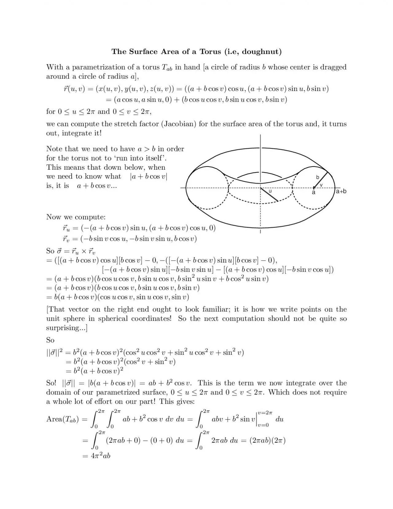 PDF-TheSurfaceAreaofaTorusiedoughnutWithaparametrizationofatorusTabinhanda