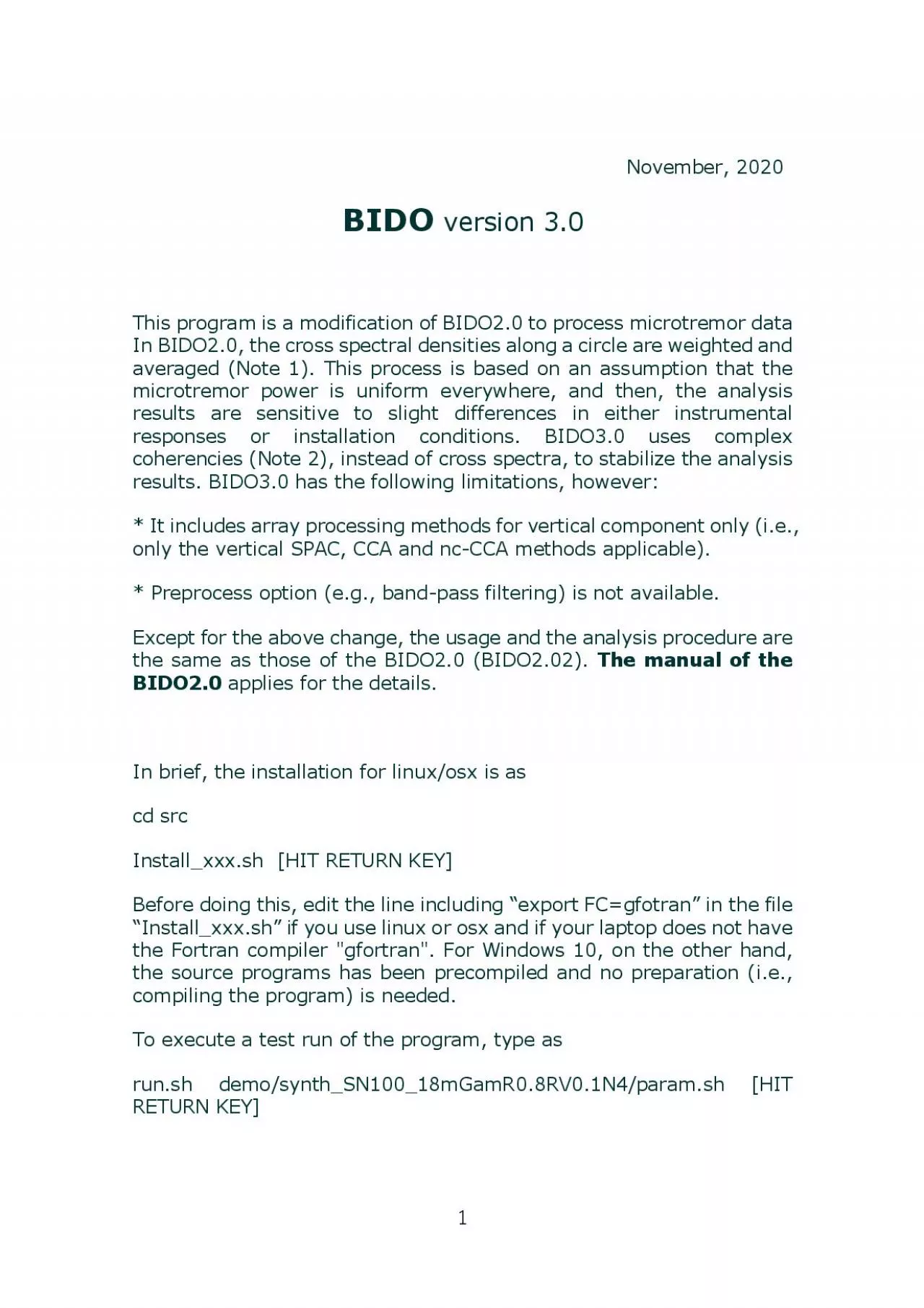 PDF-usage and the analysis procedure are the same as those of the BIDO20 B