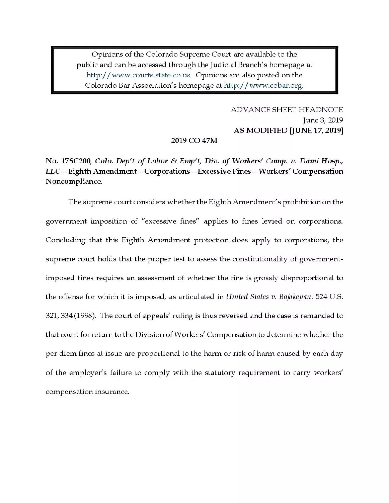 PDF-Opinions of the Colorado Supreme Court are available to the