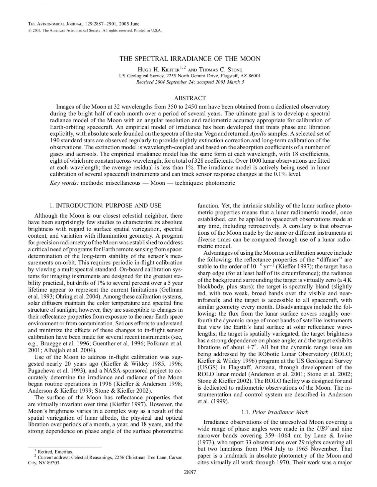 PDF-THESPECTRALIRRADIANCEOFTHEMOONHughHKieffer12andThomasCStoneUSGeologica