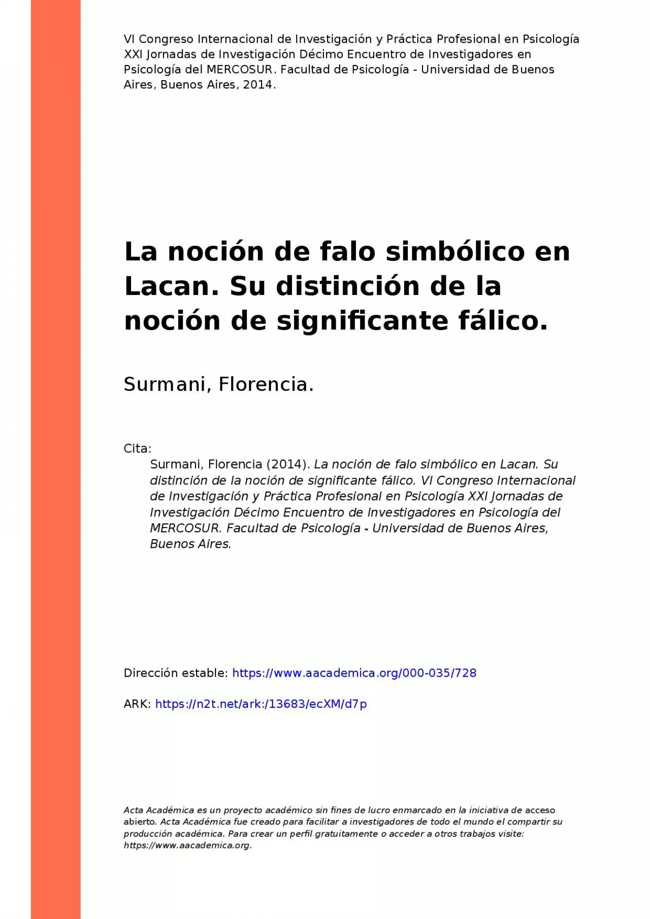 PDF-distincin de la nocin de signicante flico VI Congreso Internacional