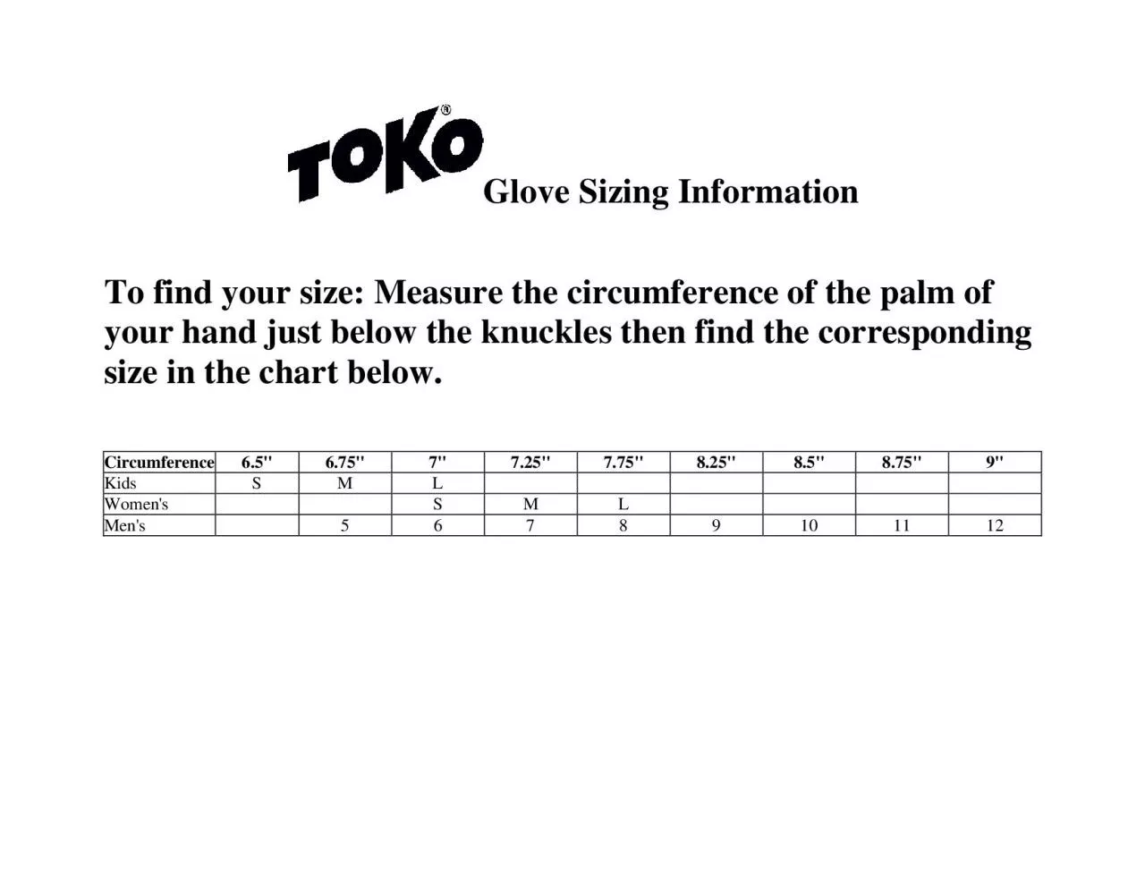 PDF-Glove Sizing Information To find your size Measure the circumference