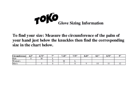 Glove Sizing Information  To find your size Measure the circumference