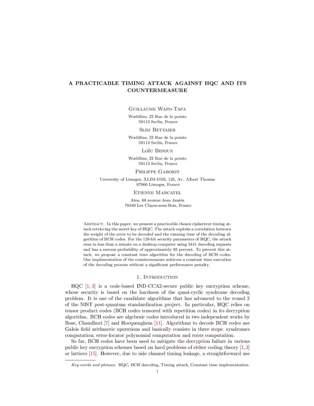 PDF-APRACTICABLETIMINGATTACKAGAINSTHQCANDITSCOUNTERMEASUREGuillaumeWafoTa