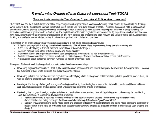 Transforming Organizational Culture