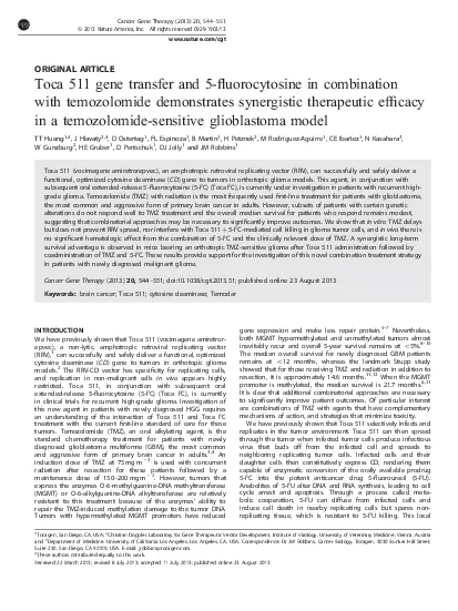 ORIGINALARTICLEToca511genetransferand5uorocytosineincombinationwithte