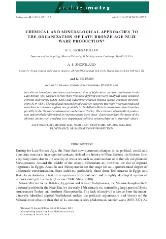 CHEMICALANDMINERALOGICALAPPROACHESTOTHEORGANIZATIONOFLATEBRONZEAGENUZI