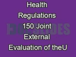 International Health Regulations 150 Joint External Evaluation of theU