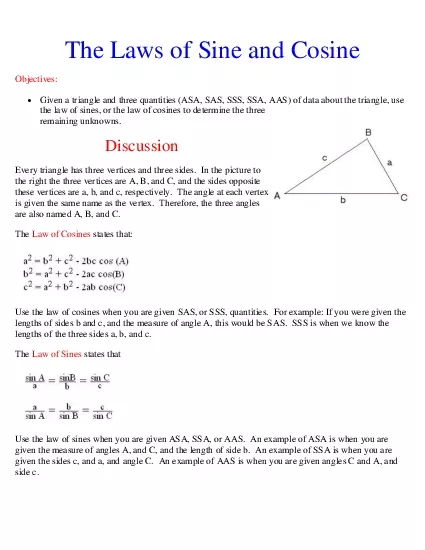 The Laws of Sine and Cosine