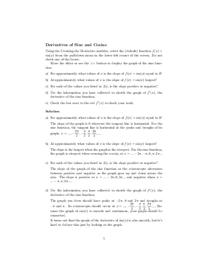 Derivatives of Sine and Cosine