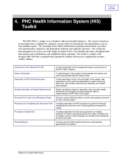 4 PHC Health Information System HIS