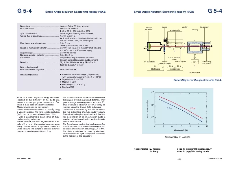 PDF-Small Angle Neutron Scattering facility PAXE Small Angl