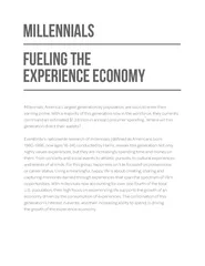 MILLENNIALs Fueling the Experience Economy Millennials