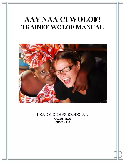 PEACE CORPS SENEGALRevised edition August 2012