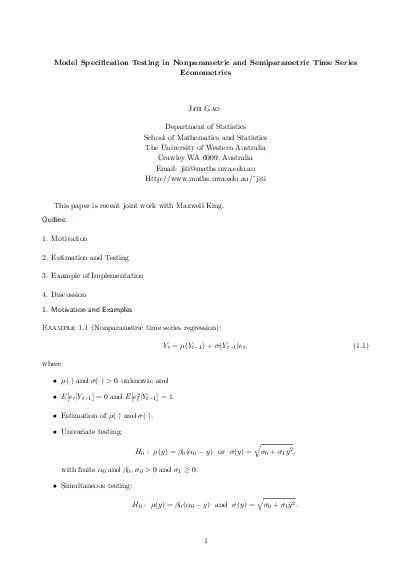 ModelSpecicationTestinginNonparametricandSemiparametricTimeSeriesEcono